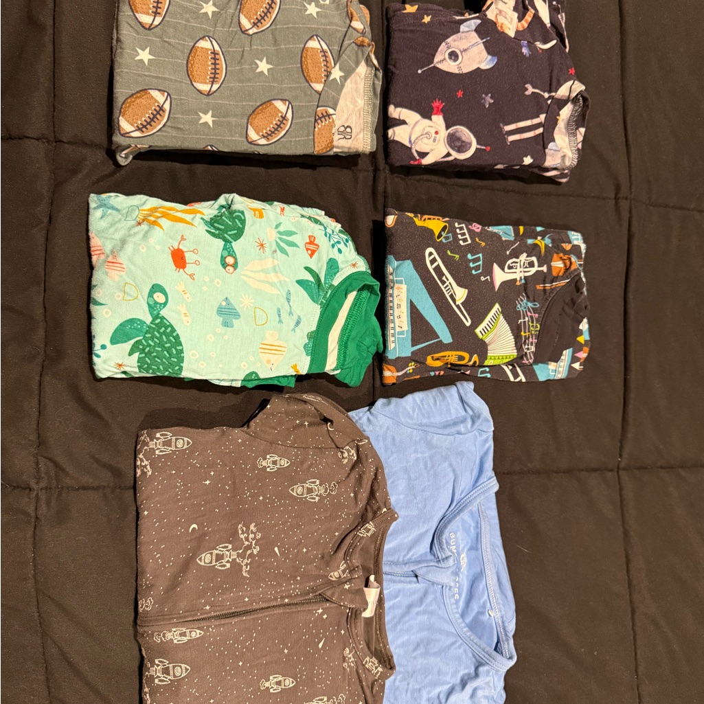Multi Brand Bamboo Pajamas Bundle Size 2t - Little Sleepies, Bums & Roses